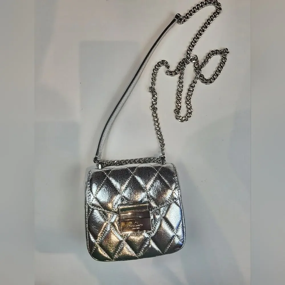 Kate Spade New Silver Crossbody Bag Lunar Light  Micro Purse Concerts Bag‎